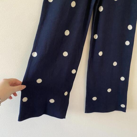 MADEWELL navy and white polka dot straight leg knit pant - Picture 4 of 6